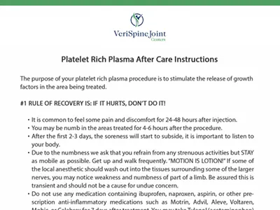 Platelet rich plasma after care instructions document