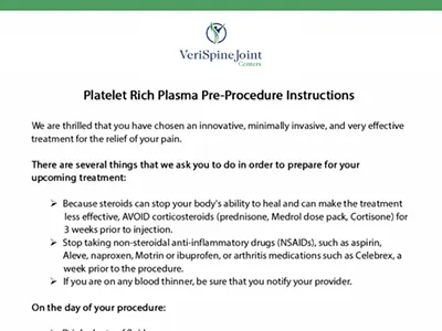 Platelet rich plasma pre-procedure instructions